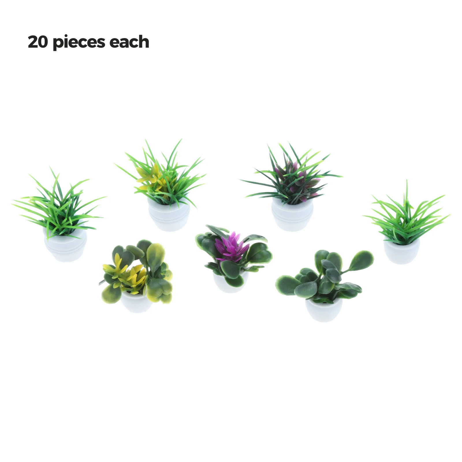 7pcs Mini Potted Plants 3-4cm Flower Pots Models Vivid Green Shrub Decor DIY Fairy Garden Dollhouse Orchid Colorful Resin Grass