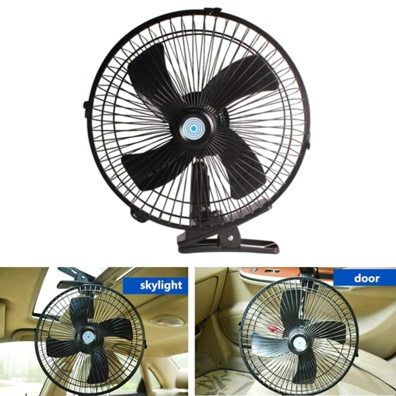 

Portable Car Electric Fan Adjustable 2 Speed Oscillating Cooling Fans with Clip Low Noise for Home Travel Truck Off Road