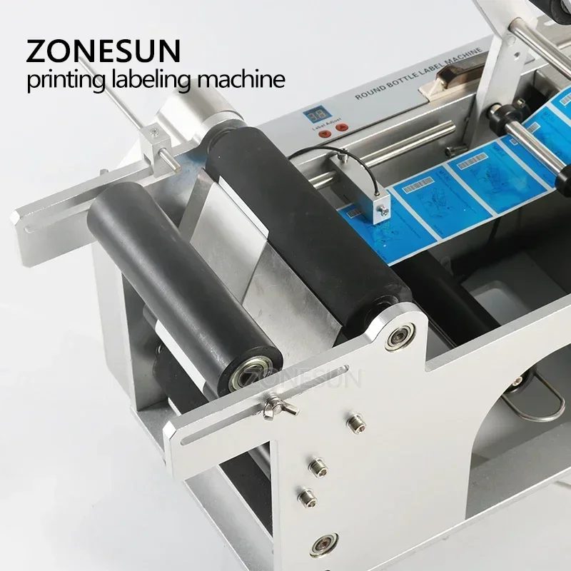 ZONESUN LT-50D Semi Automatic Round Bottle Labeling Machine with Date Coder Printer Sticker Label Dispenser for Jar Glass Can