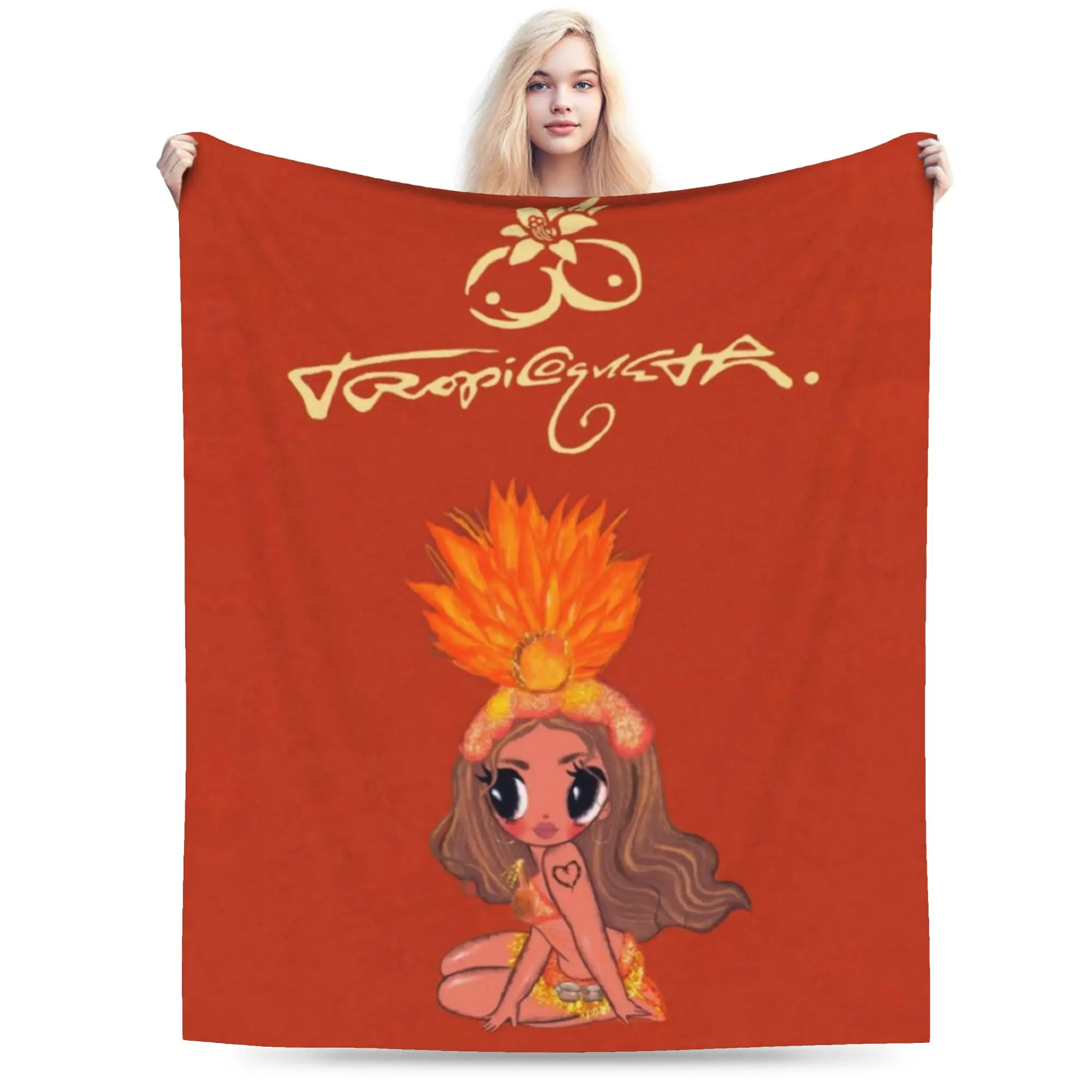 Karol G Tropicoqueta Warm Blanket  Kids Plush Throw Blanket Pattern Home Decor Flannel Bedspread Sofa Bed Cover