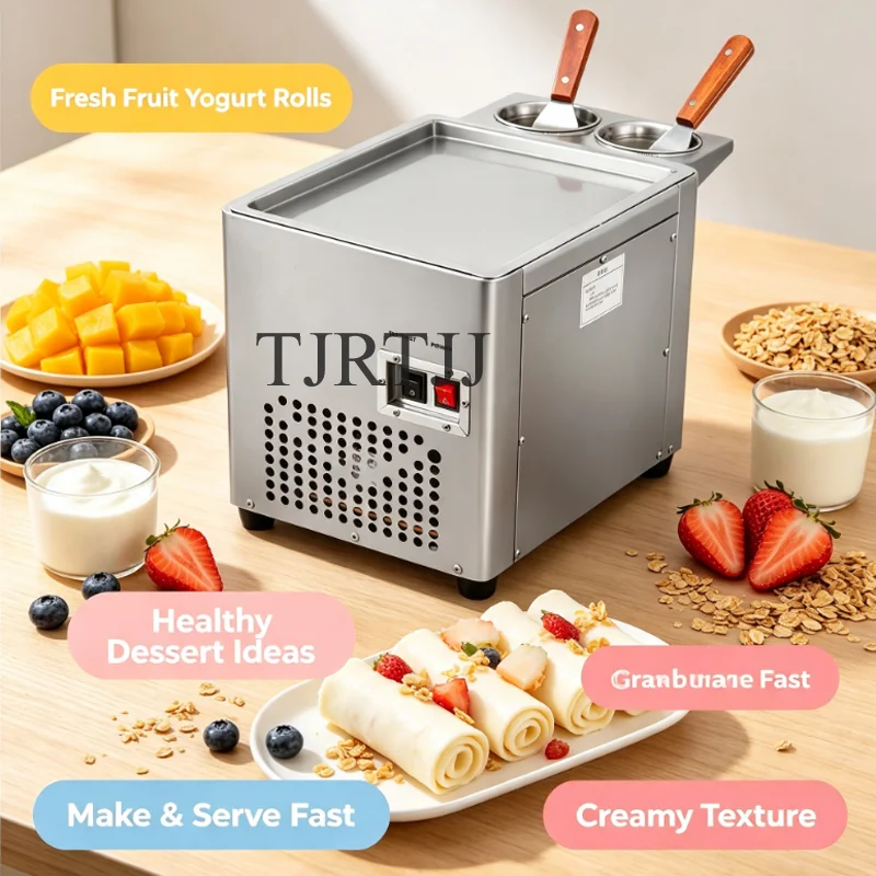 Desktop Frying Ice Machine Commercial Frying Yogurt Machine Small Bar Counter Frying Ice Cream Roll Machine 220W