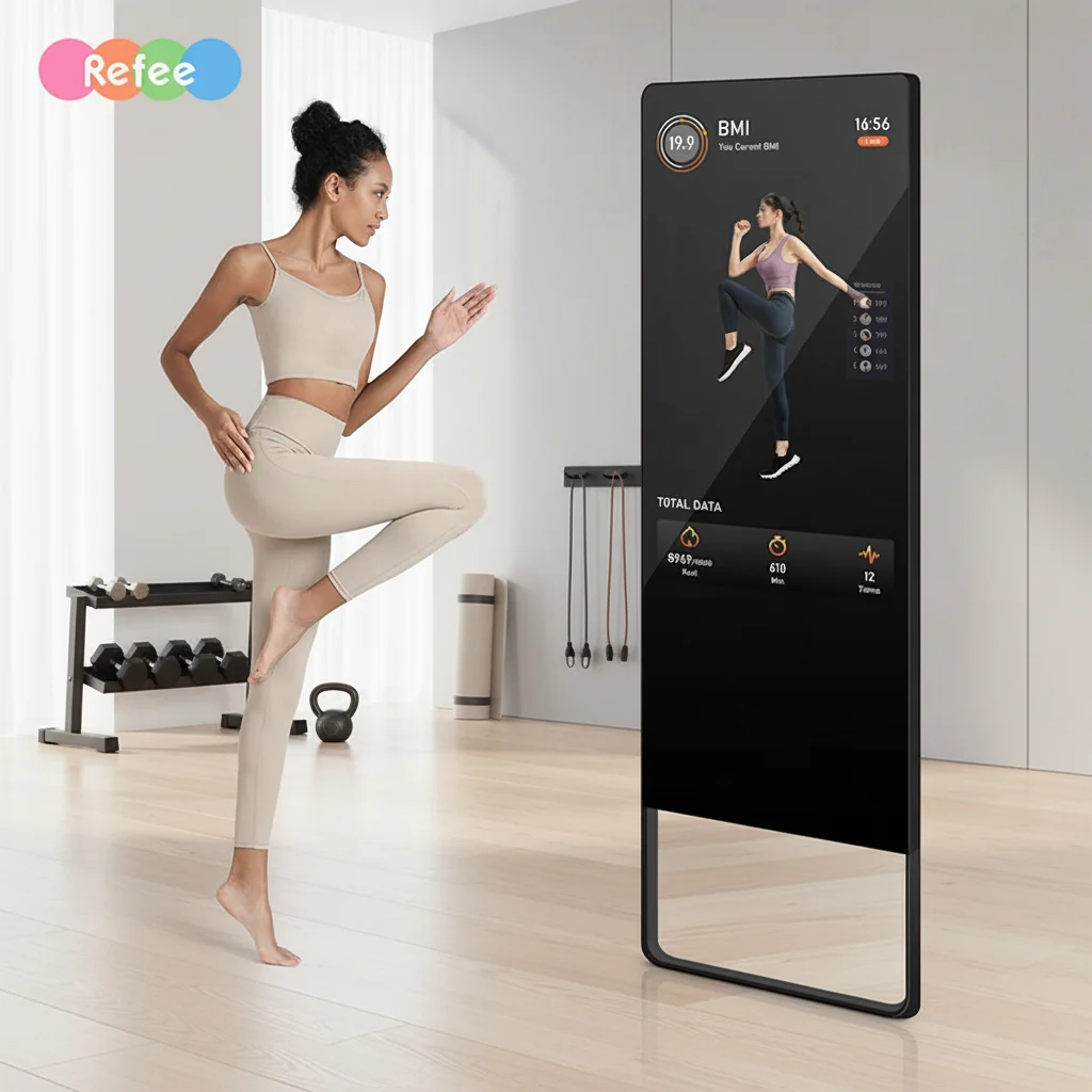 Gym Magic Smart Touch Screen Mirrors Digital Wall Fitness Led Workout With Time Display