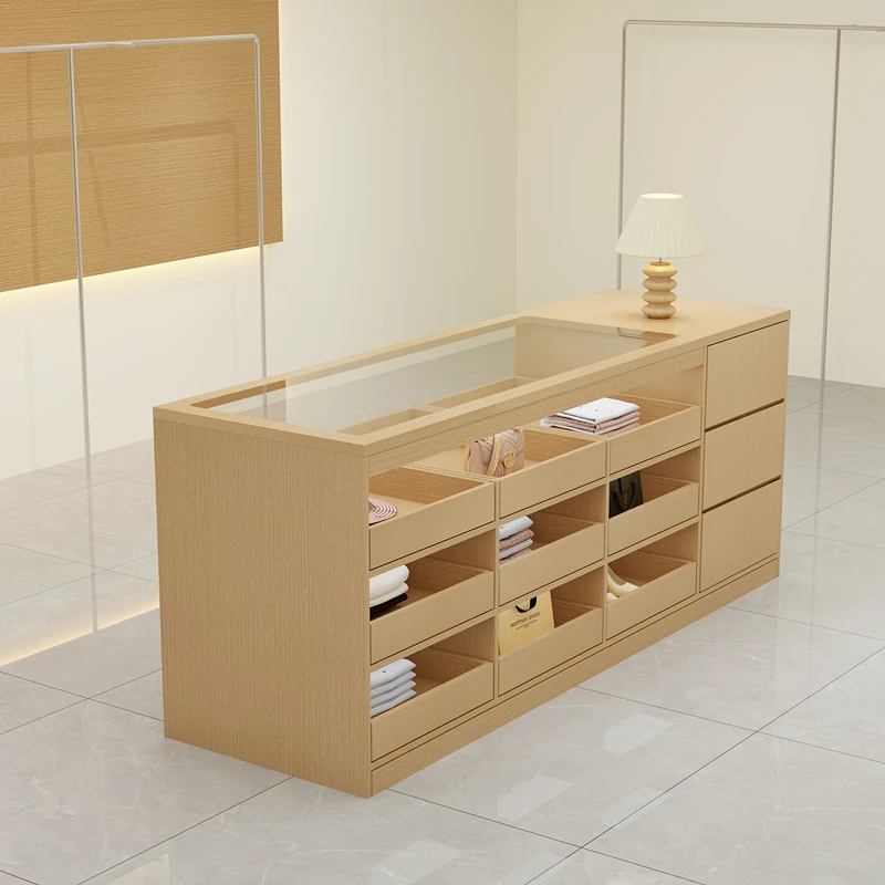 

​​Nordic Glass Reception Desk Modern Design Luxury Boutique Island Jewelry Display Drawer Women Office Furniture FYRD​​