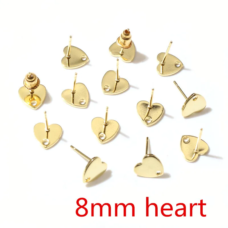 20pcs 316 Stainless Steel Gold Color Geometric Earring Stud Earring Posts Connector For DIY Earrings Jewelry Making Supplies