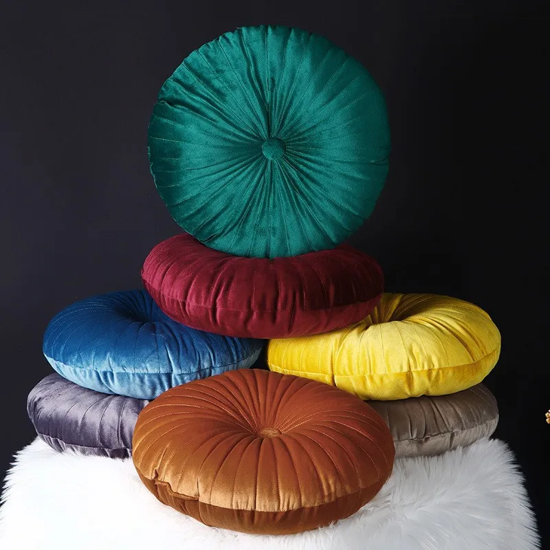 Northern EuropeinsVelvet Pumpkin Cushion Netherlands Velvet Pillow Window Cushion round Tatami Dining Chair Solid Color Cushion