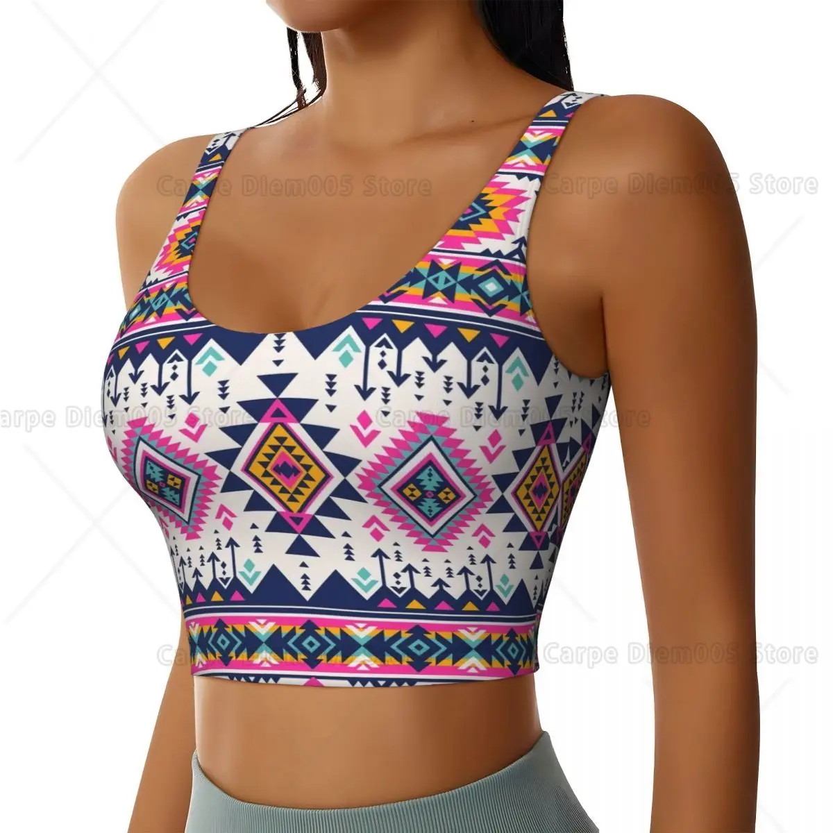 Western Native Floka Print Women's Sports Bra Middle-Impact Sports Vest for Yoga Gym Dance Running Comfortable Tank Top Women