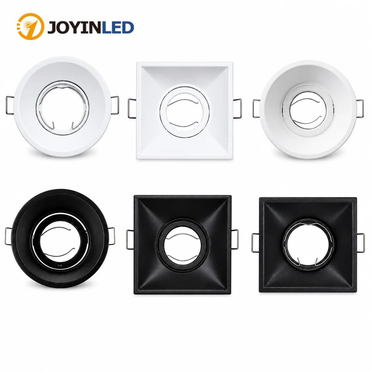 JOYINLED Recessed Spotlight Frame GU10 MR16 Adjustable LED Ceiling Light Fixture Trim for Bulbs Cutout 60mm Black White