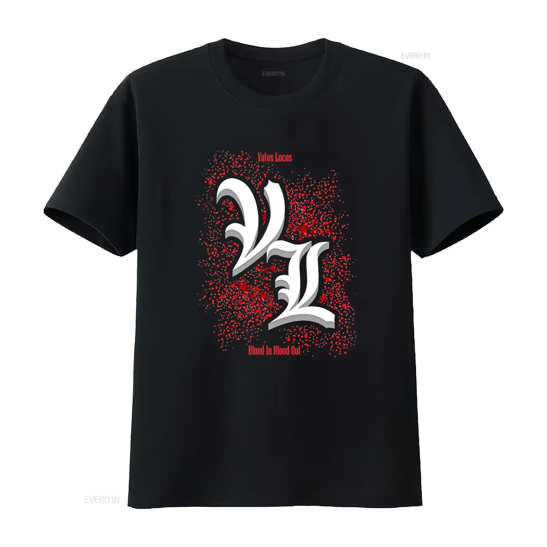 Camiseta Vatos Locos Chicano Cholo Mexican Mafia Gangsta com estampa Blood In Out, tamanhos S a 5XL, vintage, lavada, unissex, streetwear.