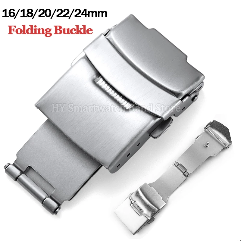 16mm 18mm 20mm 22mm 24mm Metal Watch Buckle for Seiko for Casio Solid Stainless Folding Buckle Double Push Button Clasp Accessoy