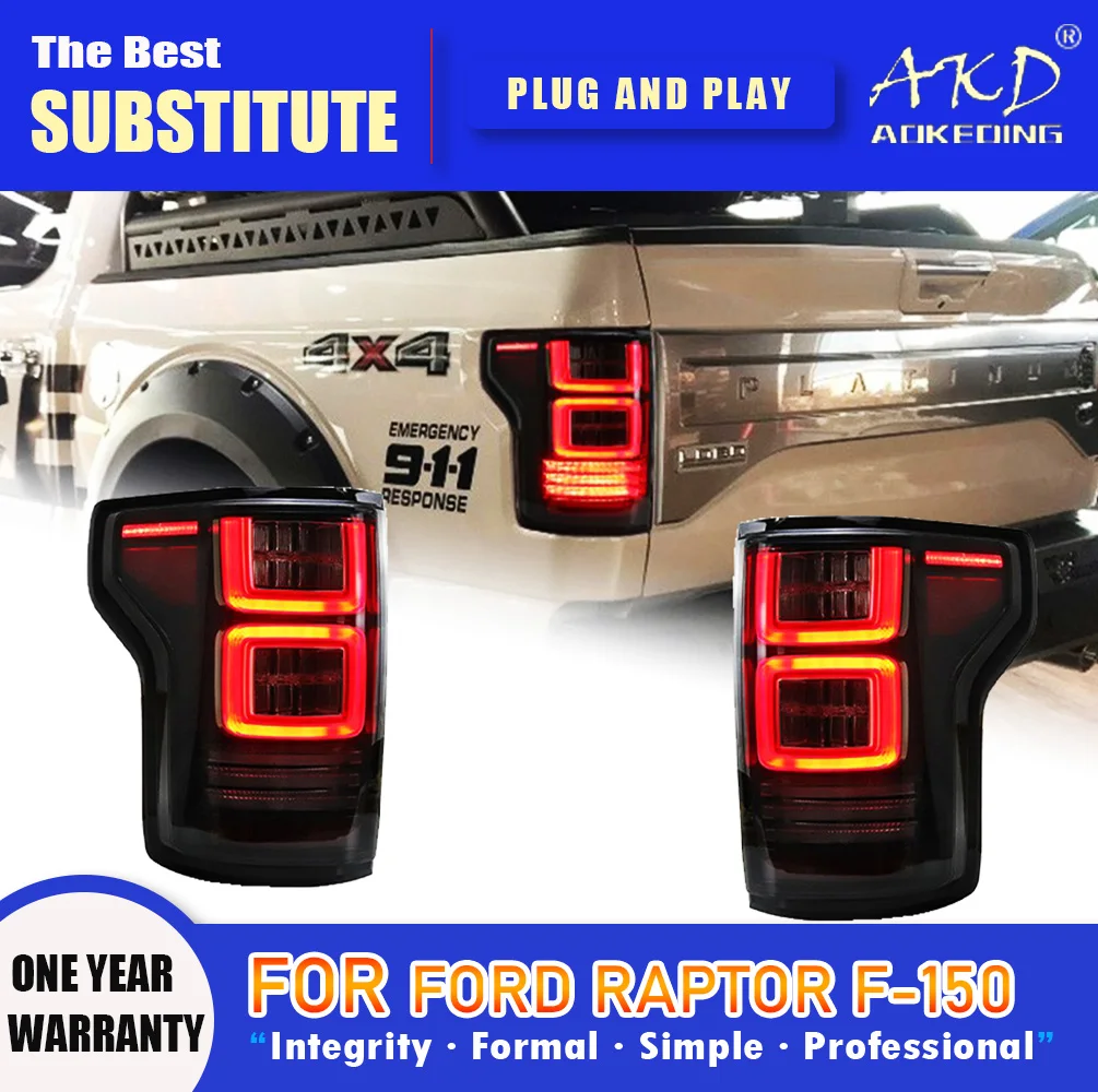 AKD Tail Lamp for Ford Raptor F-150 LED Tail Light 2008-2013 F150 Rear Fog Brake Turn Signal Automotive Accessories