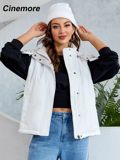 Ladies white puffer vest best sale