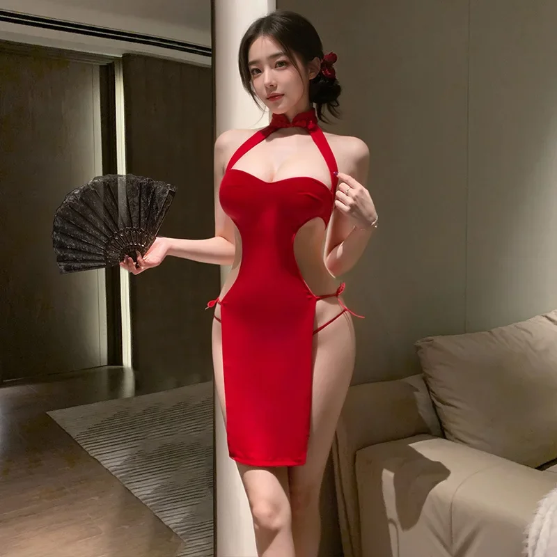 

Женское сексуальное нижнее белье Cheongsam, униформа, пижамные халаты, костюмы для косплея, классическое озорное облегающее платье Kawaii Chi-pao, барное искушение