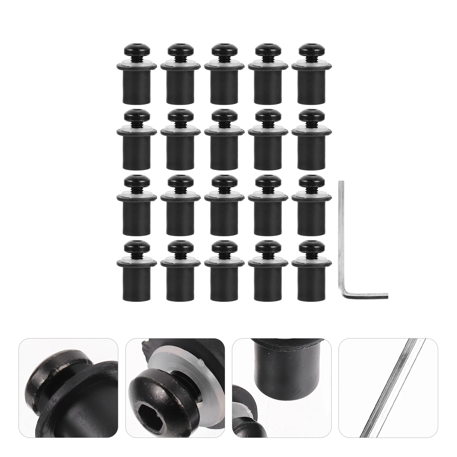

20pcs 5MM Motorcycle Accessories Bolts Screws Kit Black for Motorcycle Boat Durable Practical Bike Marine Accessories