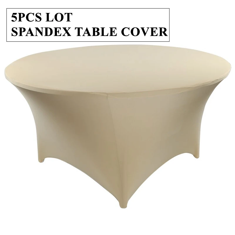 5pcs Sale 6ft Round Spandex Table Cover Banquet Tablecloth For Wedding Event Party Decoration