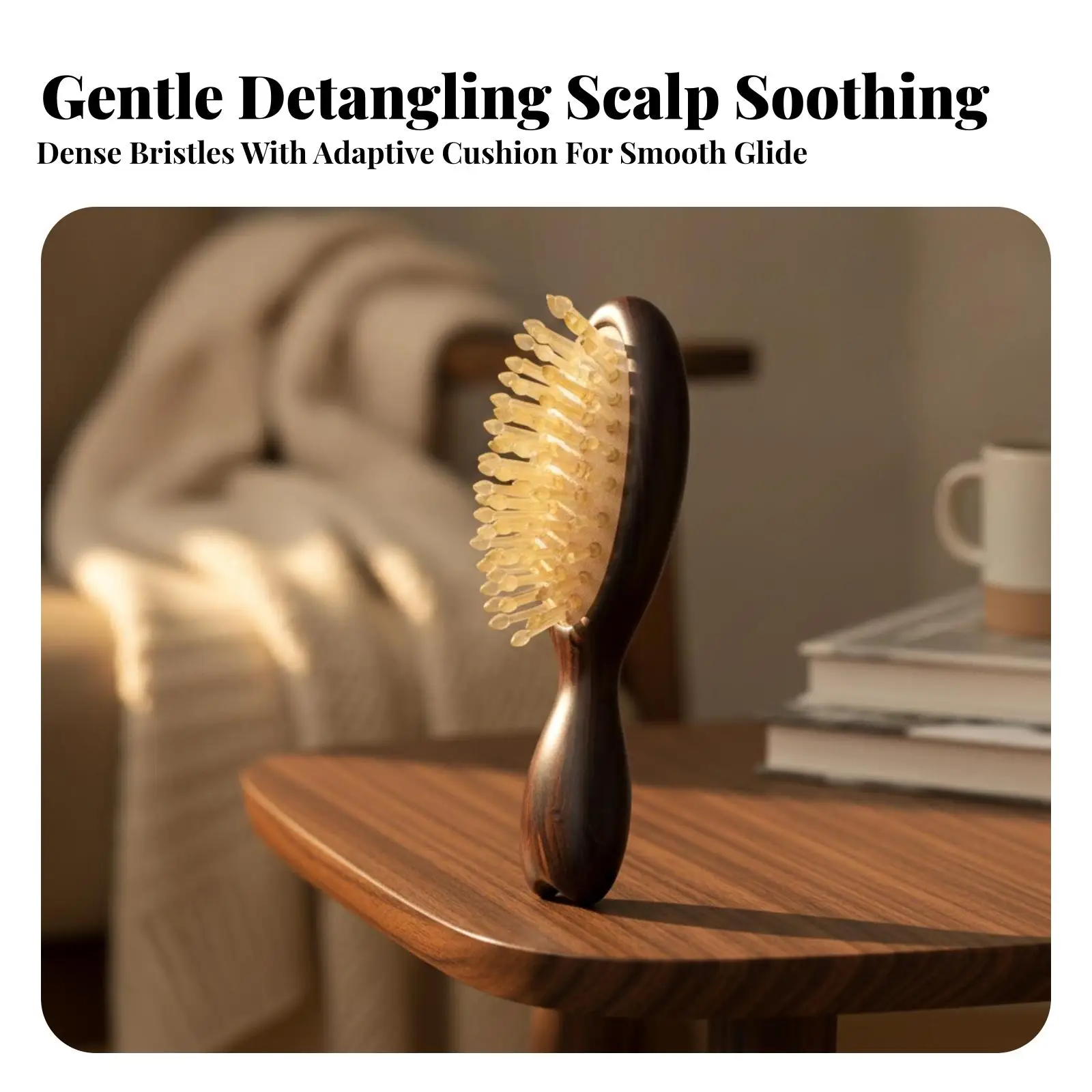 Air Cushion Massage Comb for Scalp Circulation with Wood Grain Handle Smooth Detangling Brush for Daily Use