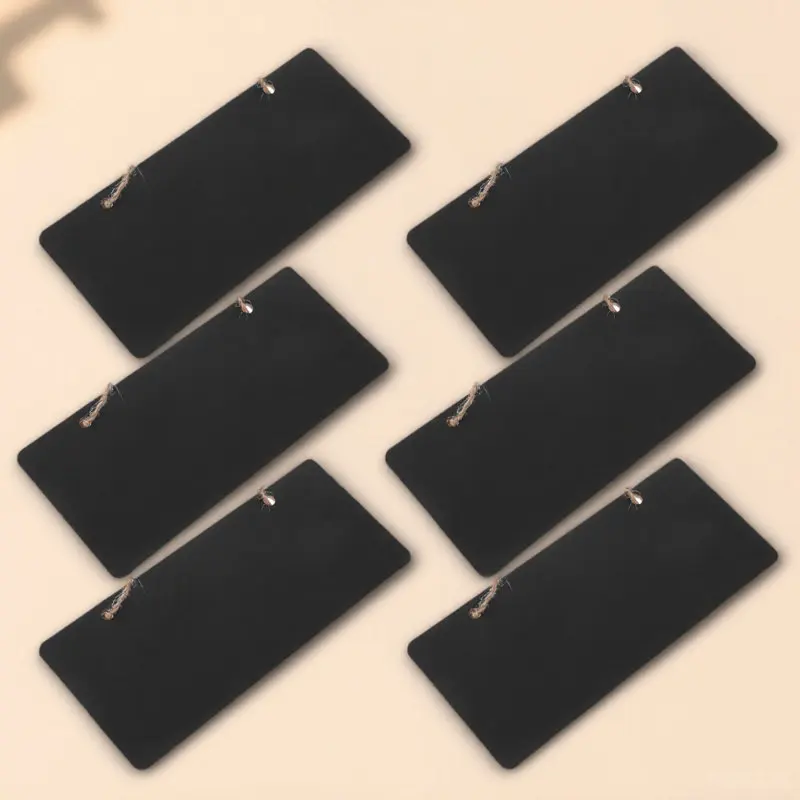 6Pcs Hanging Wooden Small Chalkboards Blackboard Message Boards Reusable for Coffee Shops Meeting Rooms Flower Store Price Tags