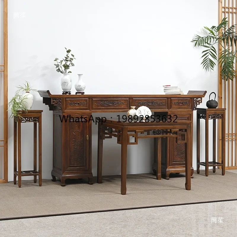 LYY Solid Wood Altar Table for Living Room, New Chinese Style Rural Altar, Hallway Incense Table, Offering Table