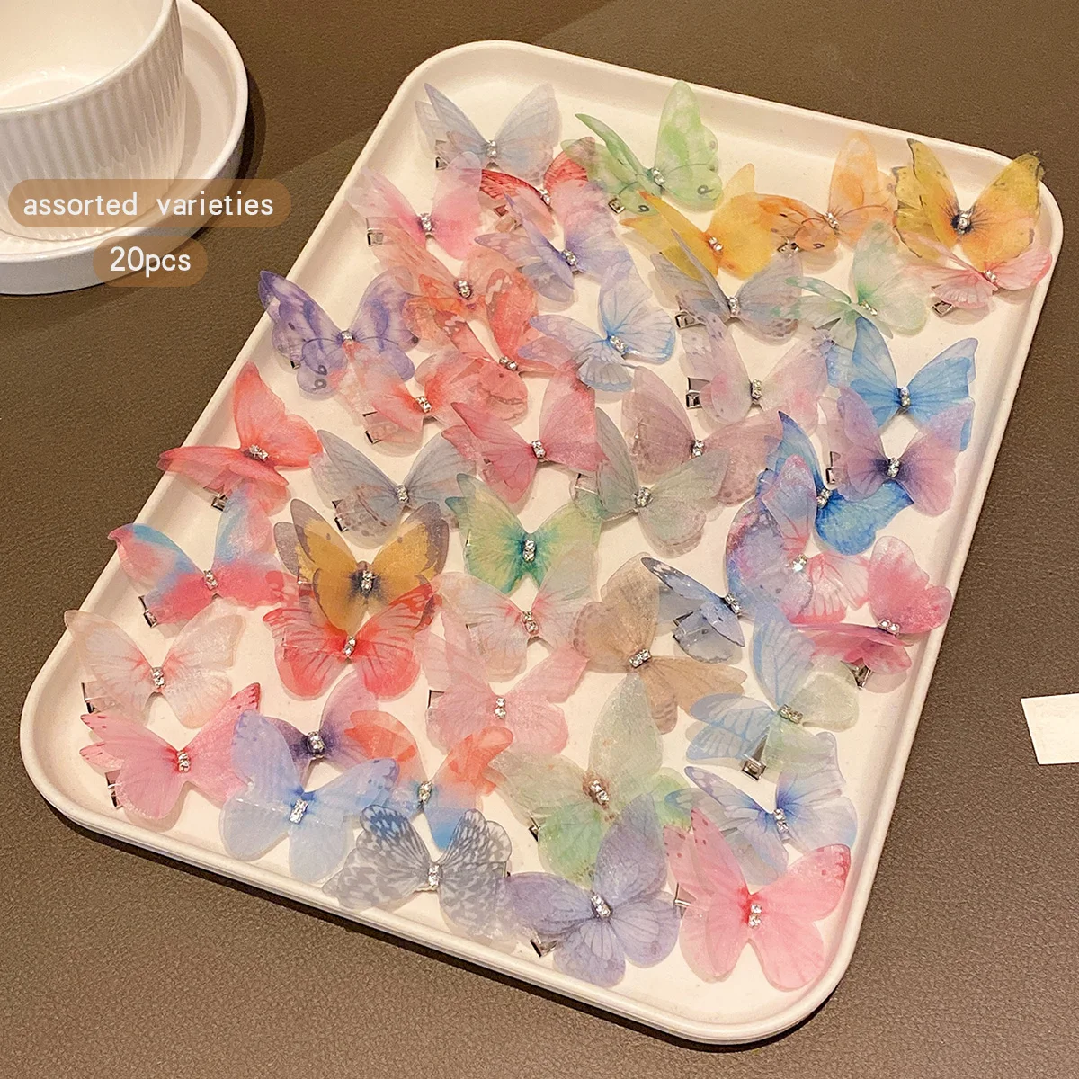 20 colorful random butterfly hair clips, sweet and cute hair accessories suitable for daily use
