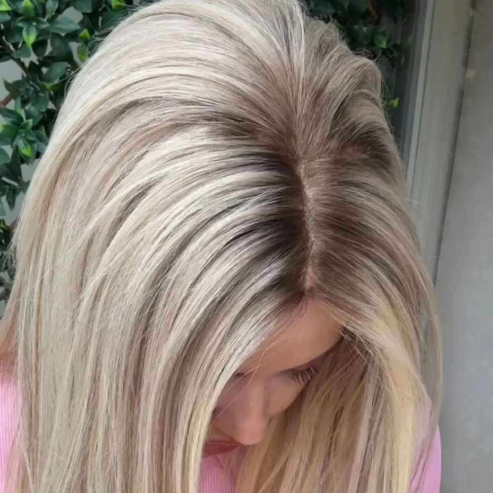 Warm Blonde Balayage Wig Ash Rooted 13x4 Lace Front Wigs Synthetic Futura HD Lace Wig Shoulder Straight Wig for Luxury Girls