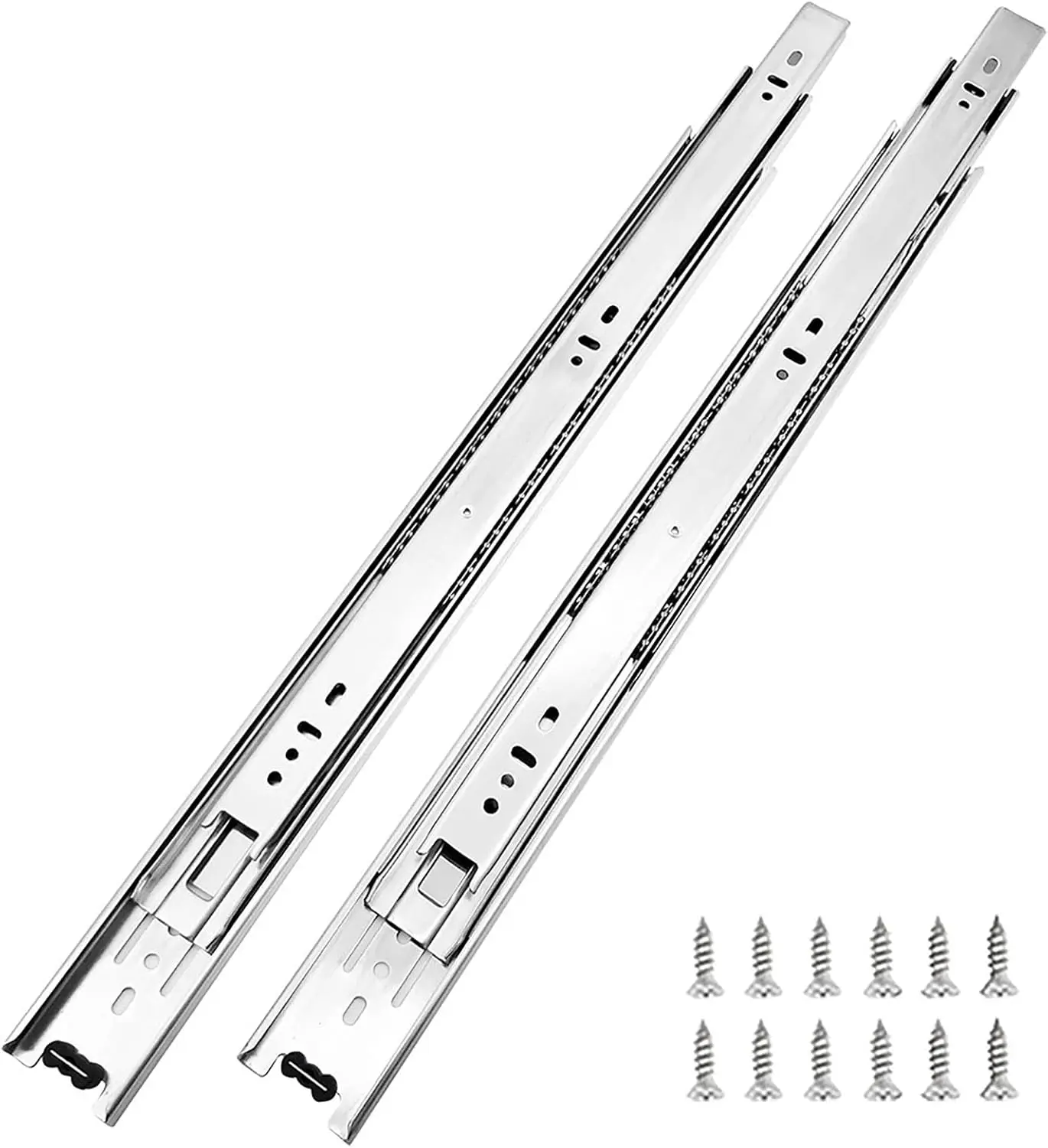 

6 Pairs 14 Inch 3-Section Full Extension Ball Bearing Side Mount Drawer Slides, 100 LB Capacity, Silent & Smooth