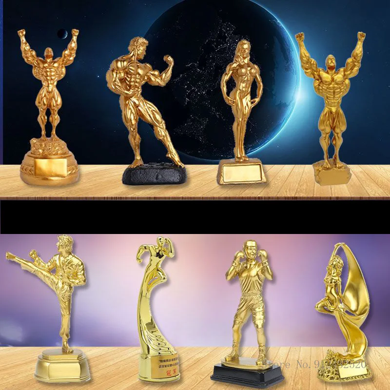 

European bodybuilding competition trophy muscle man high-end character sculpture decoration artwork fitness trophy customization