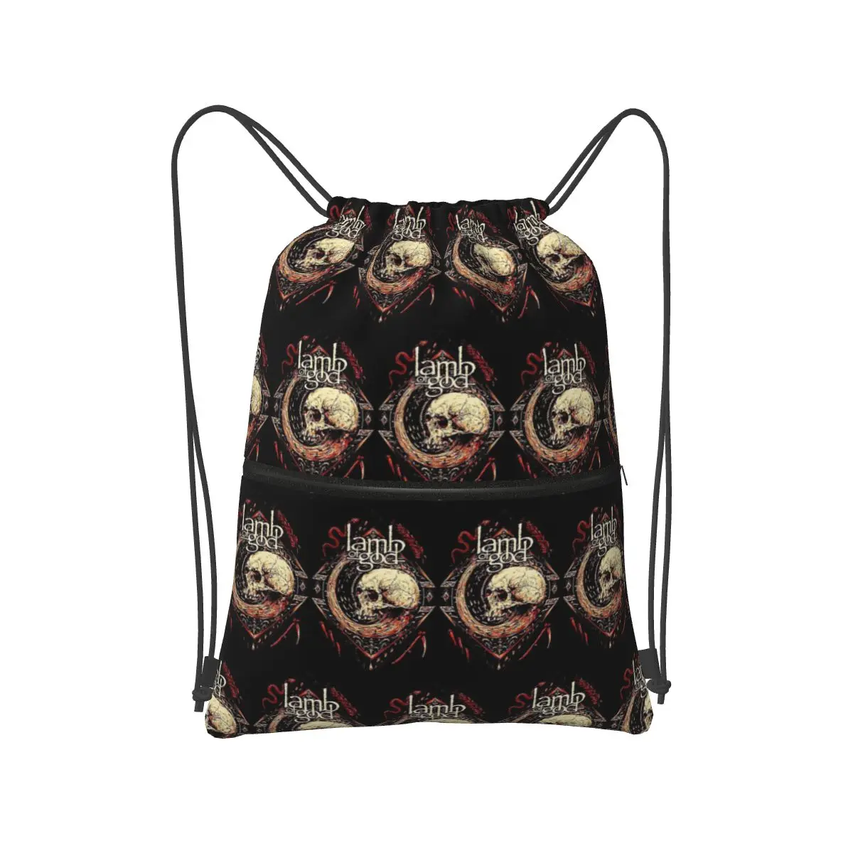 

Black Metal Lamb Of God Backpacks Portable Drawstring Bags Sundries Bag Book Bags for Man Woman Students
