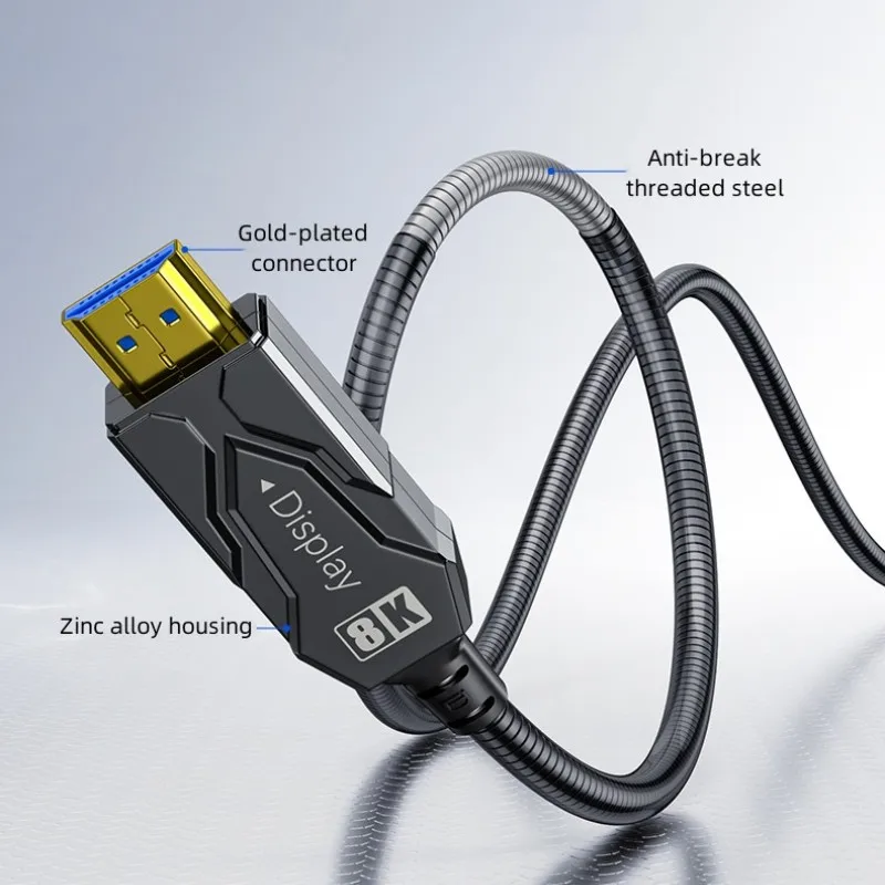50m with Waterproof Shell 8K 60Hz 4K 120Hz HDMI 2.1 Steel Armored Fiber Optical Cable