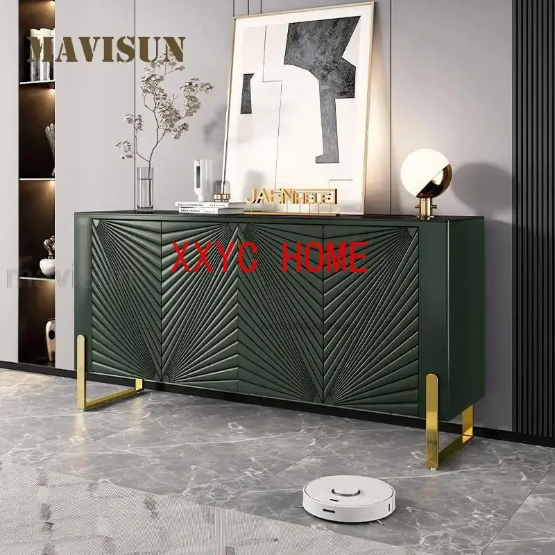 Vintage Dark Green Entrance Cabinet Light Luxury Style Living Room Simple Modern Slate Decorative Sideboard Kitchen Furniture