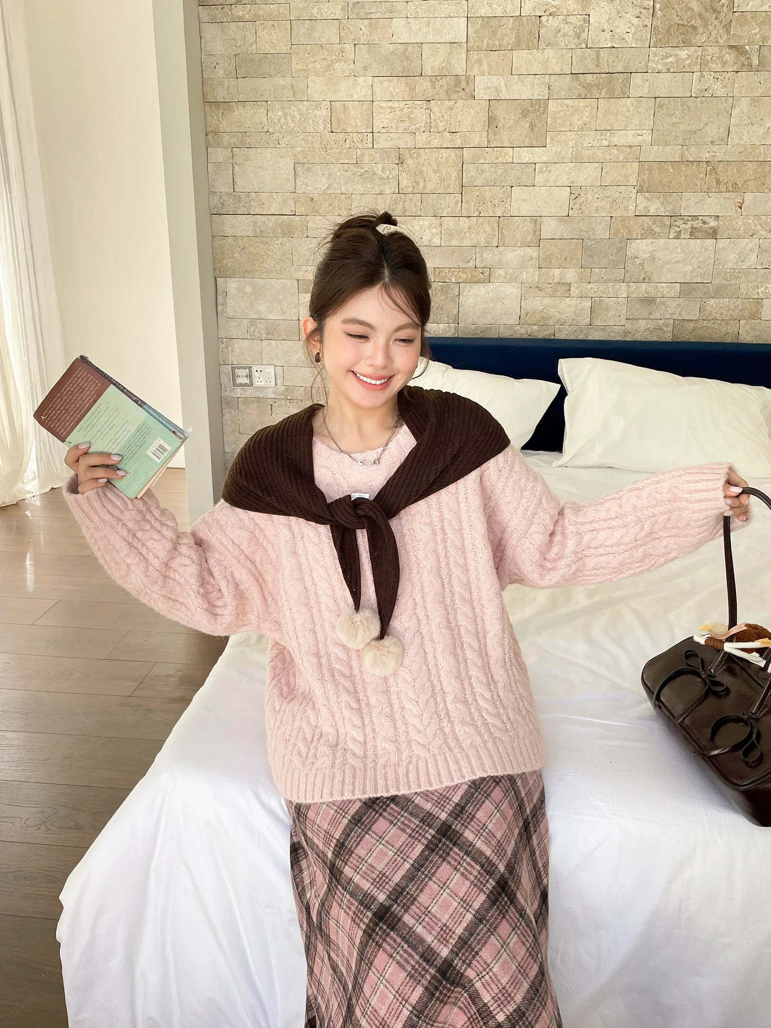 

Свободный вязаный свитер оверсайз для женщин, круглый вырез, длинный рукав, зимний, новинка, модный, больших размеров, на плечо, без рукавов