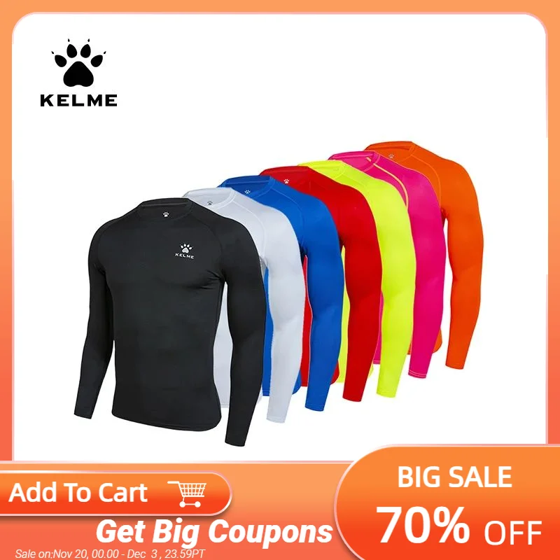 

KELME Compression Tights Mens Long-Sleeved Sports Soccer Fitness Quick-Drying Training Football Kids Fleece Base Shirt 3891113-1