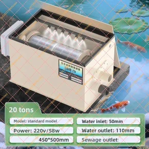 Automatic Drum Filter for Fish Pond, Rotary Micro Screen Water Purification System for Aquaculture