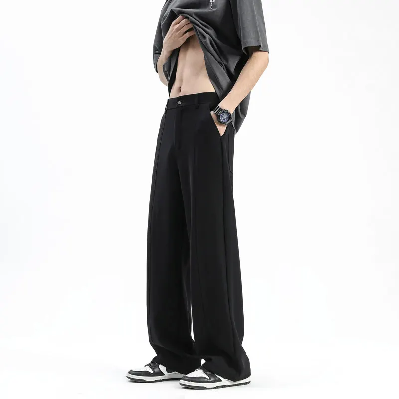 

Ice Silk Cool Feeling Men's Summer Thin Loose Straight Leg Wide Leg Pants American High Street Haome Drapey West Pants