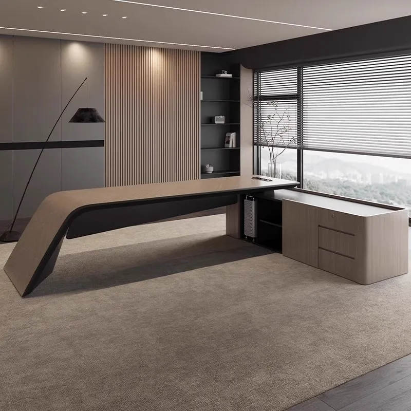 تخزين مكتب تنفيذي بني أدراج خشبية رخيصة مكتب تنفيذي حديث فاخر كبير مكتب ميسا دي Escritorio Mesa