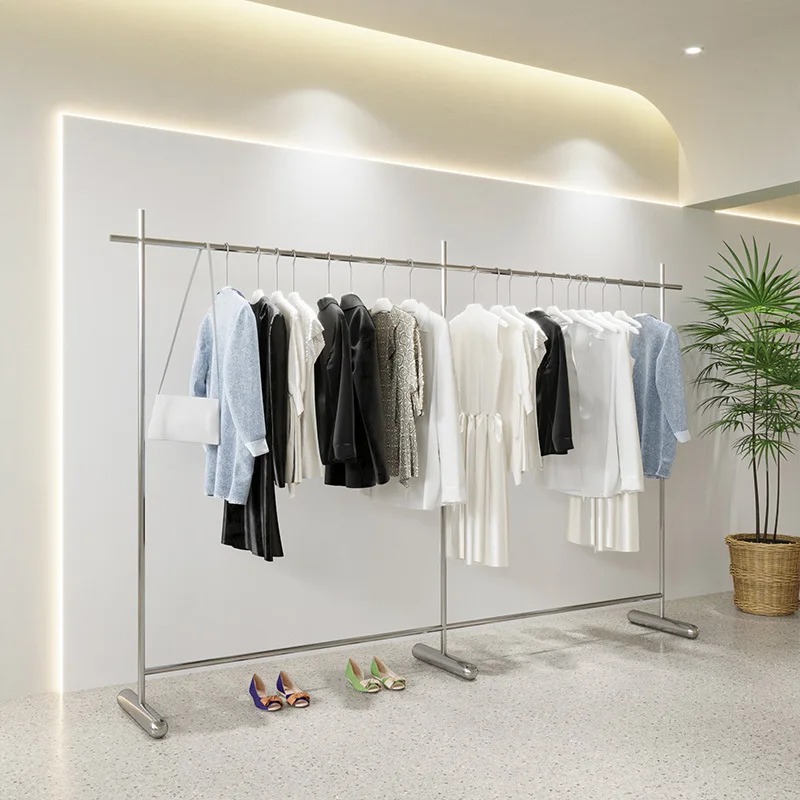 Clothing store display rack display props, men's and women's clothing store dedicated island shelves, stainless steel floor