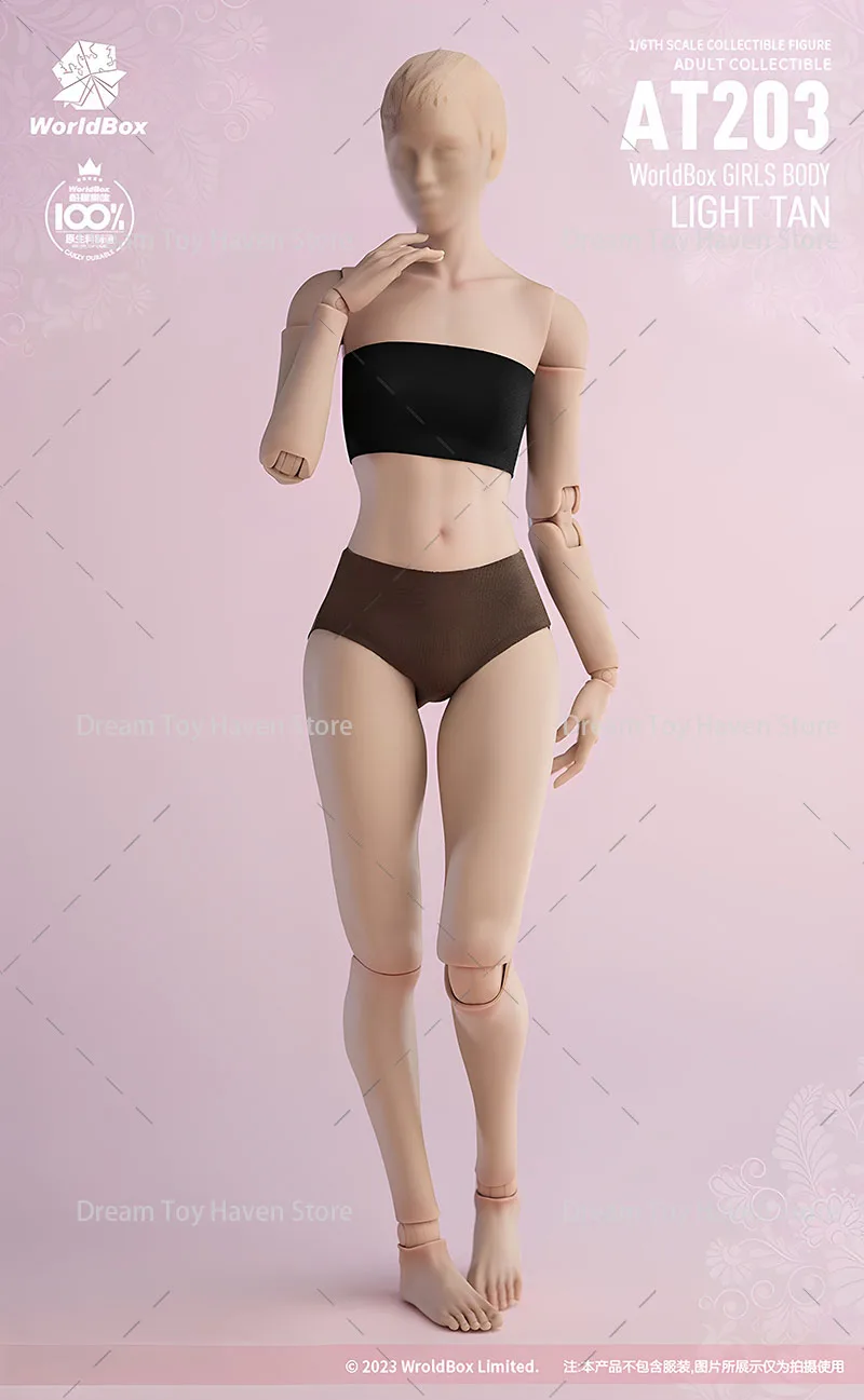 Worldbox AT203 ضوء أسمر/شاحب 1/6 المرأة الجندي سوبر مرنة المشتركة الجسم صالح 12 بوصة عمل نموذج لجسم تحصيل دمية