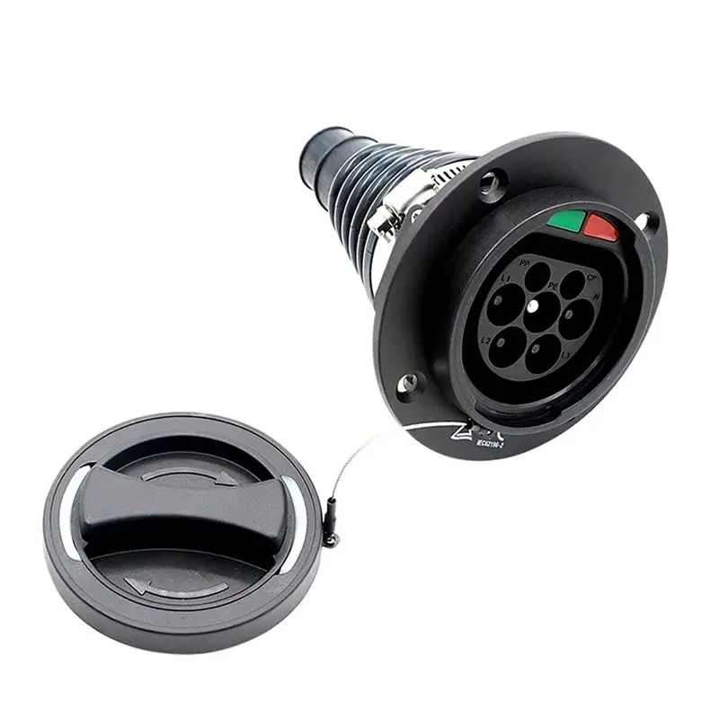 IEC 62196 Tipo 2 EV Tomada lateral para carro 32A 3P Tomada de carregamento para carro elétrico sem cabo Padrão europeu