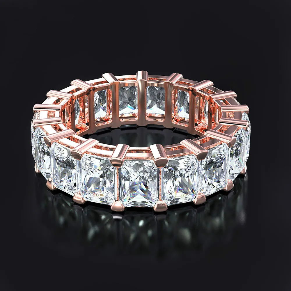 2019 Eternity Promise ring 925 sterling silver Square AAAAA cz stone Party Wedding Band Rings for women Bridal Finger Jewelry