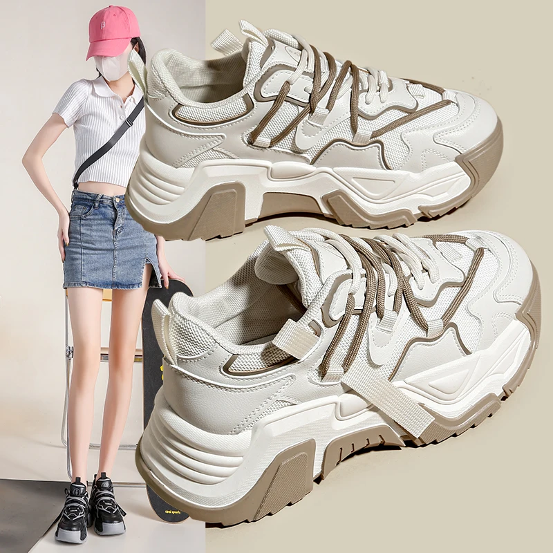 

Women Shoes 2025 New Autumn Trendy Brand Torre Female Thick Sole Increased Casual Flow Reflective Sports Running Trendy Shoes