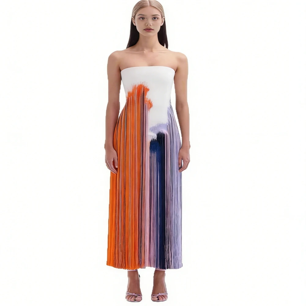 

Топ с кисточками и принтом, вечернее длинное платье, темпераментное женское прямое платье без рукавов с открытой спиной, летнее платье с высокой талией для отдыха