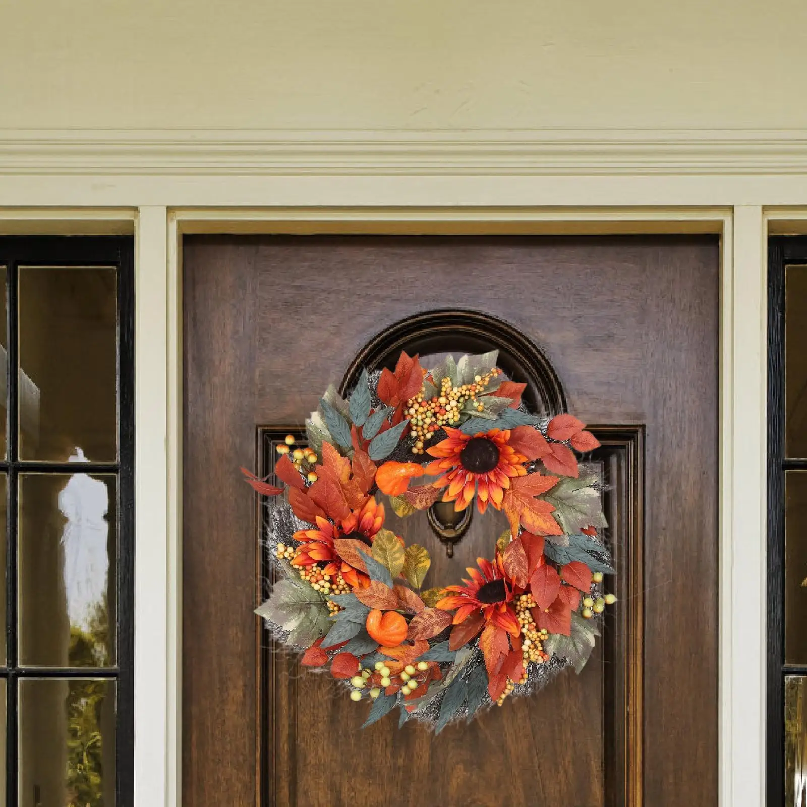 

Fall Wreaths for Front Door Decorative Home Decor Realistic Autumn Wreath 18 " for Hotel Housewarming Gift Porch Wall Farmhouse