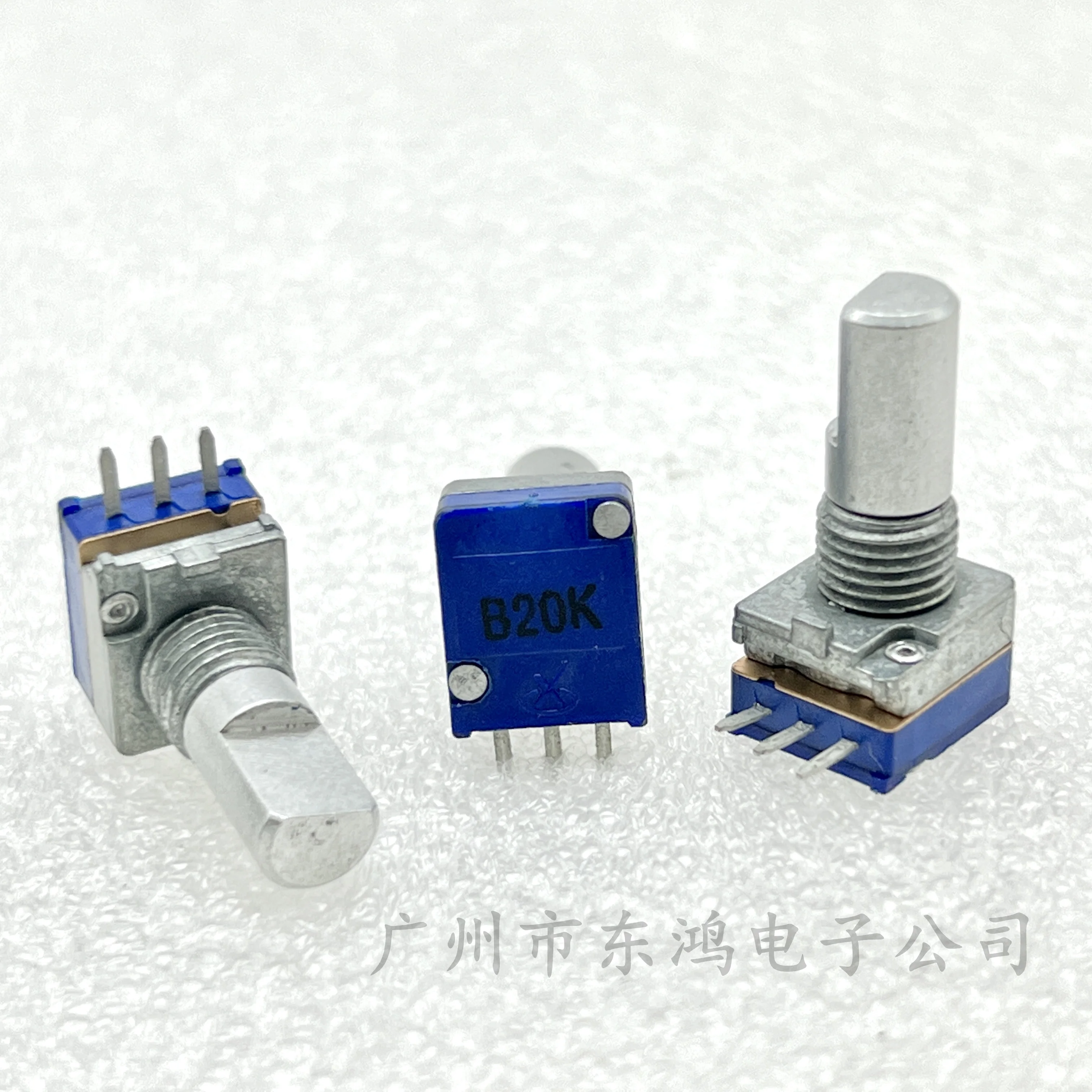 3pcs RK097 precision potentiometer 3-pin single 40 positioning B20K shaft length 15MM