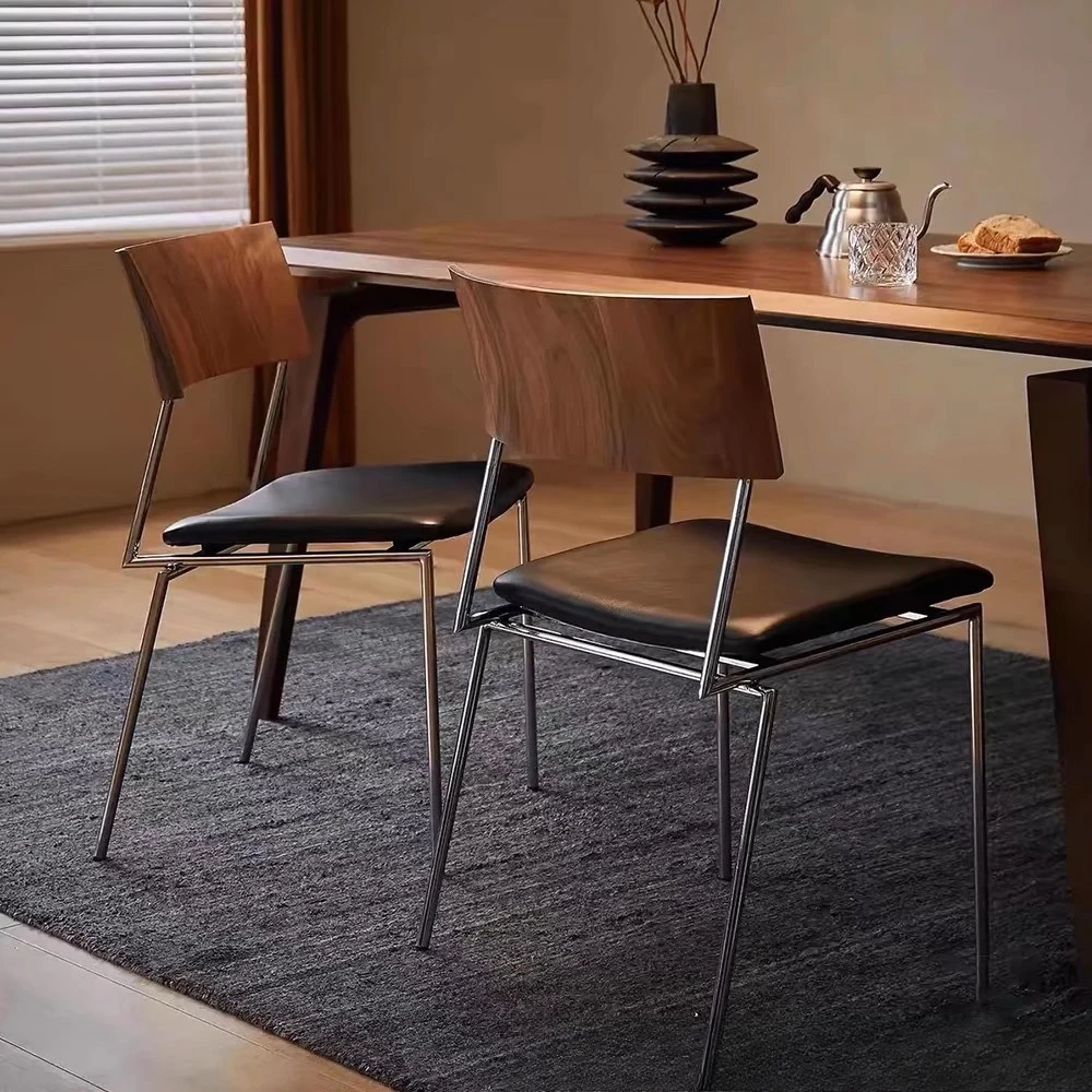 Italian Minimalist Back Chair Antique Dining Chair Cafe Retro Leisure Chair