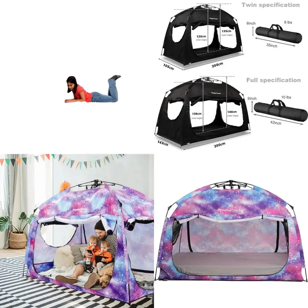

Portable Sleep Tent with 3 Doors and Spacious Interior - Twin Size Galaxy Design