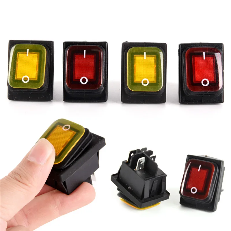 

1Pc Waterproof 4 Pin 12V LED Rocker Toggle Switch Momentary Car Boat Marine On-off Single Reset Switch 16A 250VAC/ 30A 125VAC