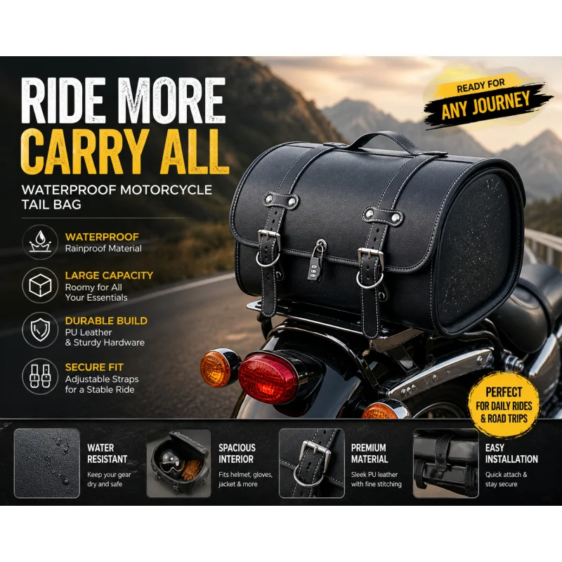 

Motorcycle Tail Box Large Capacity Waterproof Helmet Storage Bag Riding Travel Rear Seat Luggage Case