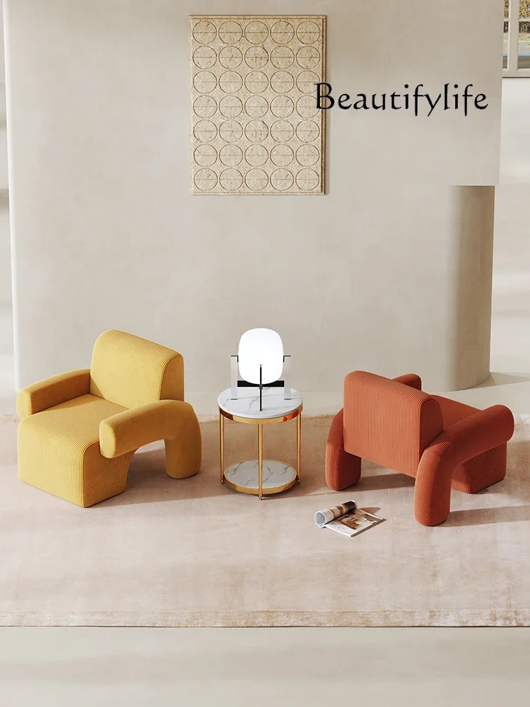 Sedia semplice e moderna per il tempo libero, tessuto rosso, soggiorno, divano di lusso leggero, poltrona di design