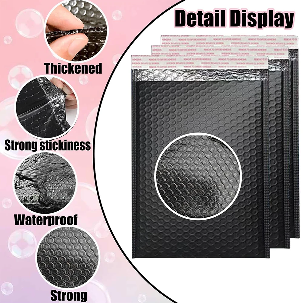 20Pcs Black Bubble Mailers Self Seal Mailing Envelopes Bags for Small Business Shipping and Packaging