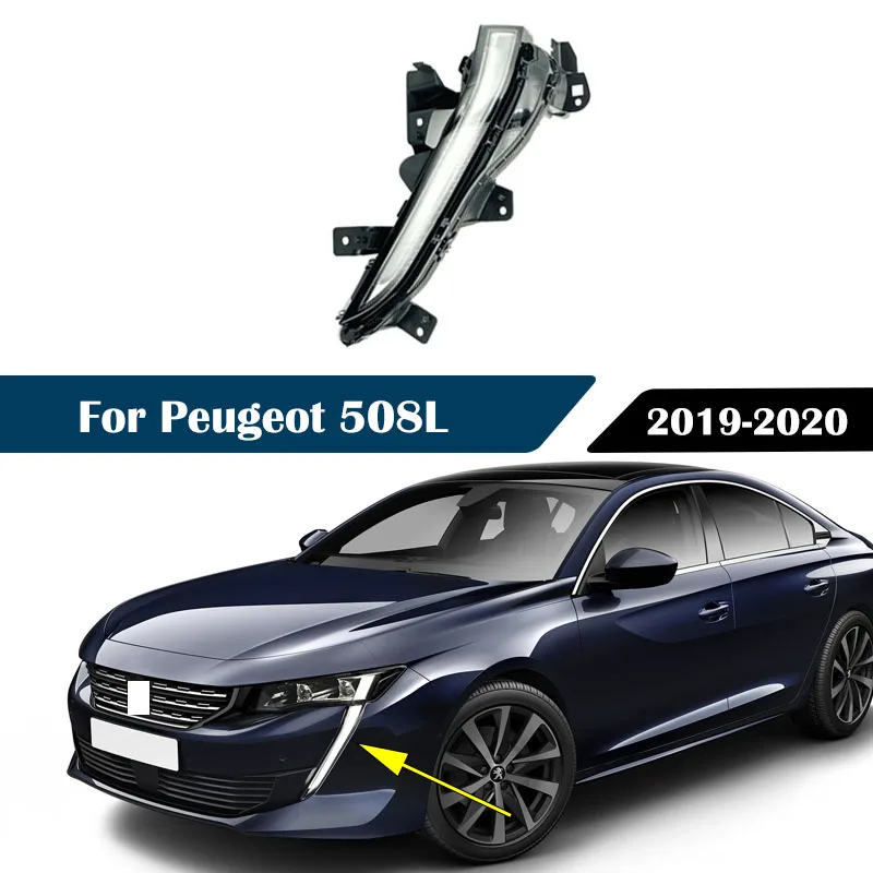 

For Peugeot 508L 2019 2020 LED Car Front Bumper Daytie Running Light DRL Turn Signal Light Front Fog Lamp 1638037880 1638037780