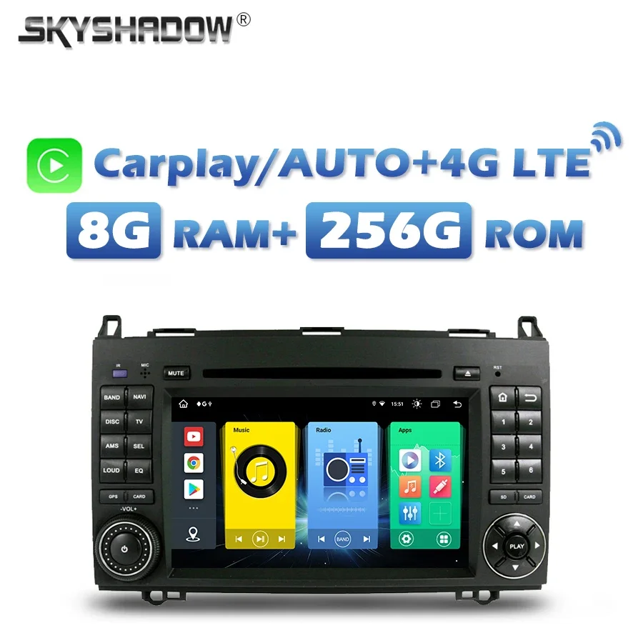 

4G SIM DSP Carplay Авто Android 9. 0 8G + 13,0G автомобильный DVD-плеер Wifi Bluetooth RDS радио GPS для Benz B200 W169 W245 Viano Vito W639