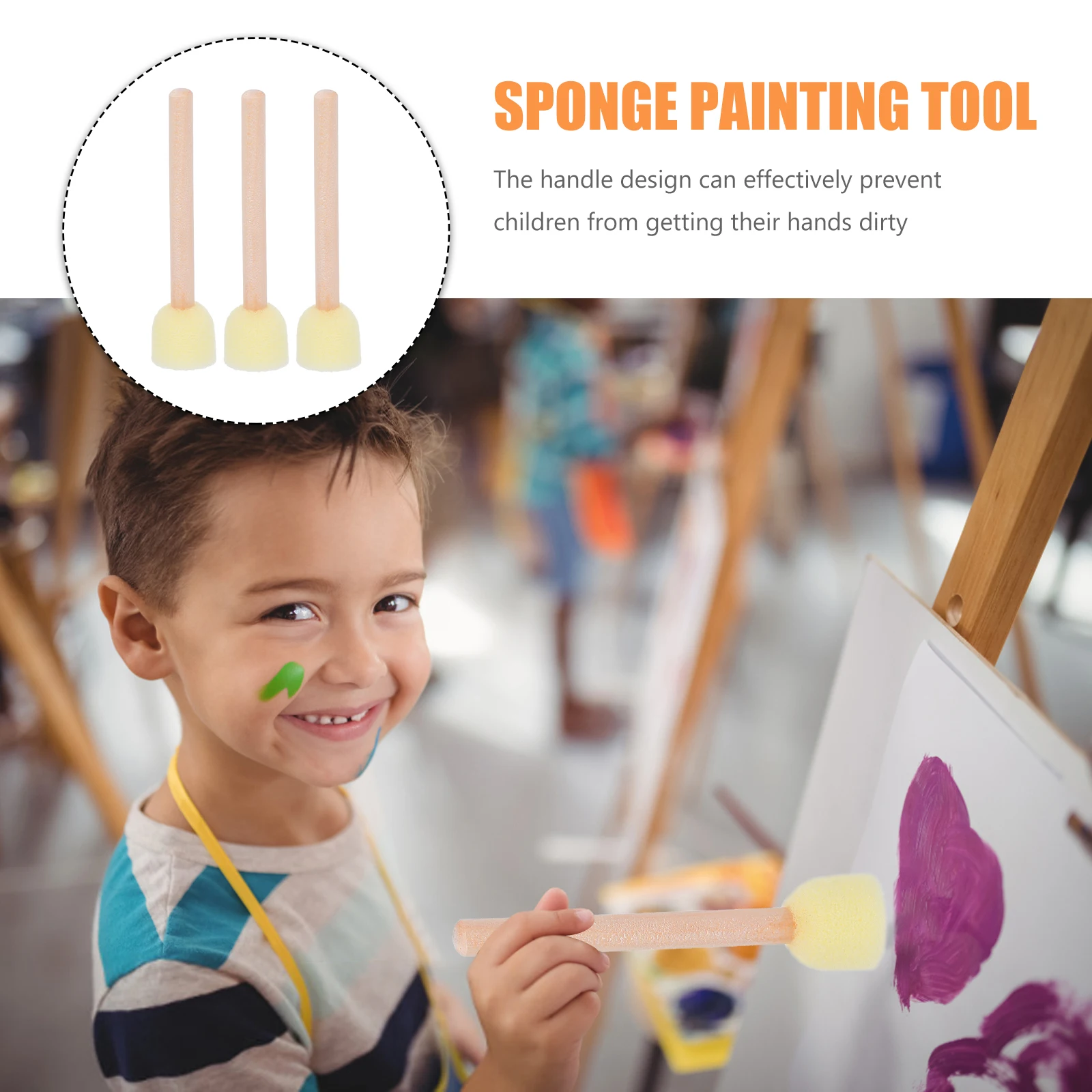 

20pcs Sponge Foam Brush Paint Round Brushes for Crafts Drawing Tool Painting Wood Child Kids Art Supplies Wooden Handle Bright